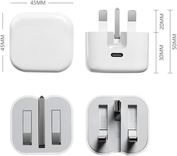 USB C Plugg, 20W Strømadapter UK Plugg Hurtiglading USB-C Ladeplugg Type-C Veggplugg