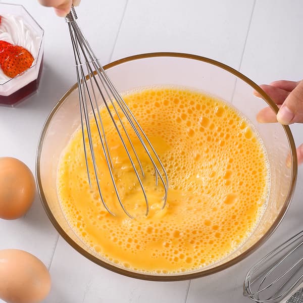 Sett med 4 mini eggvisper i ståltråd for kjøkkenbruk, små eggvisper for sauser, mini eggvisper i sølv