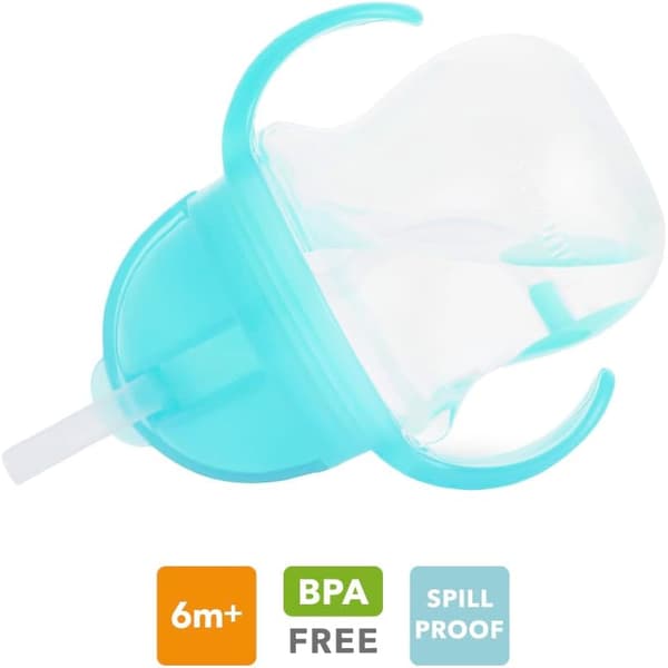 Sugrörsmuggset | Sippy Cups med sugrör för bebisar och småbarn | BPA-fri spillfri mugg | Diskmaskinssäker sugrörsmugg för bebisar | Blå