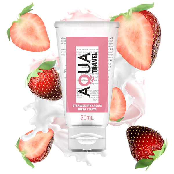 Aqua Travel - Mansikkakerman makuinen vesipohjainen voiteluaine - 50 ml