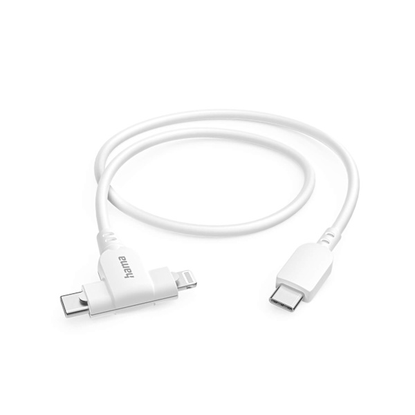 HAMA-latauskaapeli USB-C-USB-C tai Lightning 1,5m White