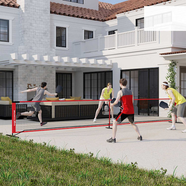 Pickleball-net bærbart sæt 6,7 m Pickleball-system med net, banemarkeringssæt, boldopsamler, fire bolde og bæretaske til udendørs, indkørsel Aosom