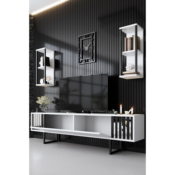 TV-enhet Chrome Line - Vit, Svart