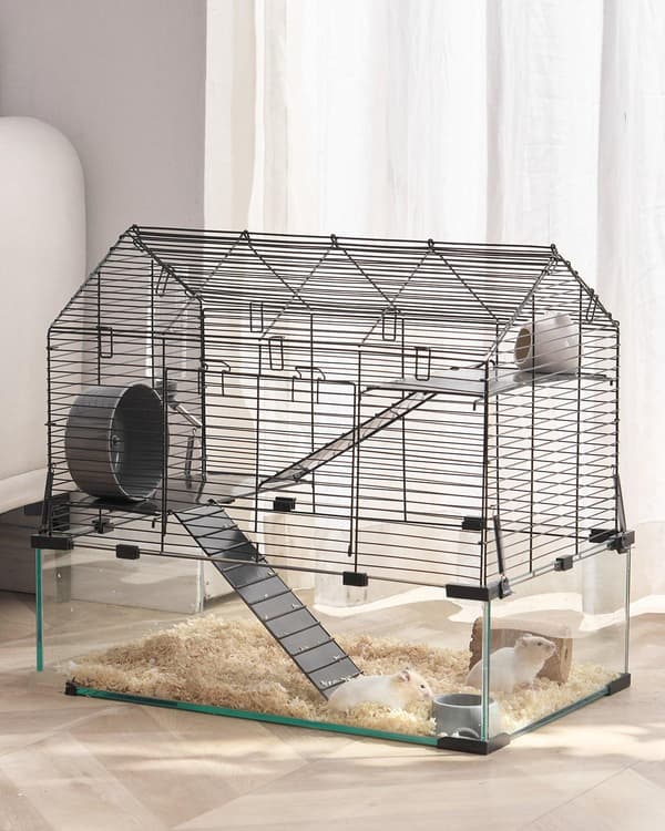 Hamsterbur, 360 graders vy, ventilerad, vattenflaska, 63 cm