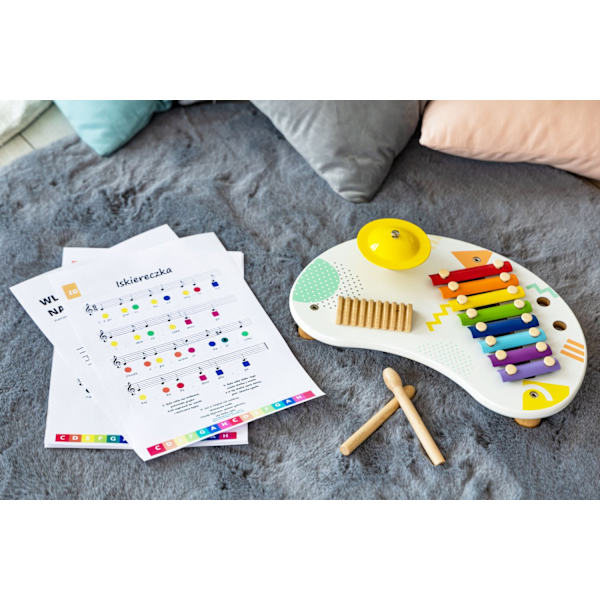 Pöytä soittimilla, musiikkipöytä, symbaalit +18m ECOTOYS