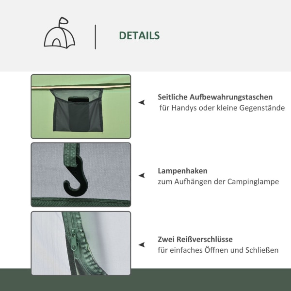 Campingtelt Til 4-5 Personer Kuppeltelt Med Pløkker, Polyester & B3 Gitter, Mørkegrøn + Grå, 263,5X220X123Cm