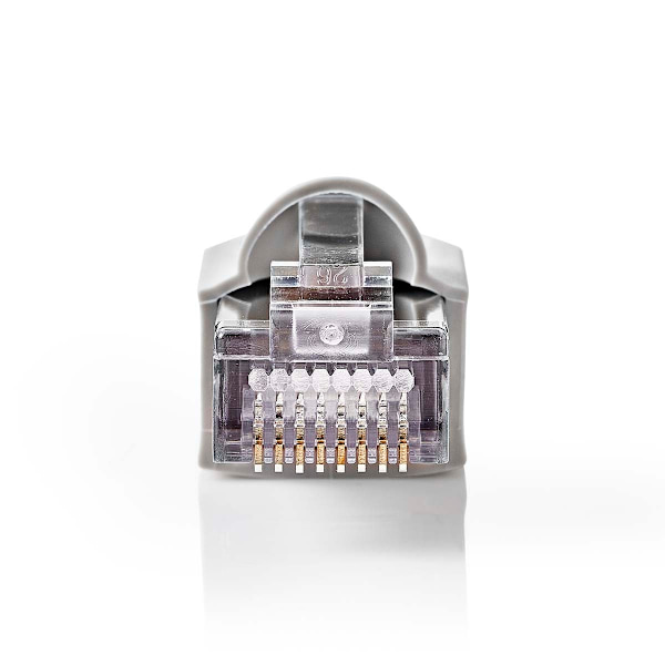 RJ45-liitin | Uros | Kiinteä UTP CAT5 | Suora | Kullattu | 10 kpl | PVC | Harmaa / Läpikuultava | Laatikko