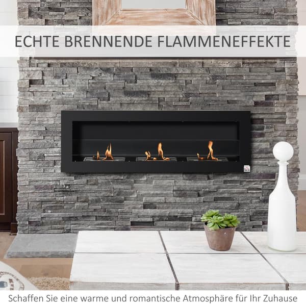 Indbygget Ethanol Pejs, 3 Brændere, 120cm, Sort