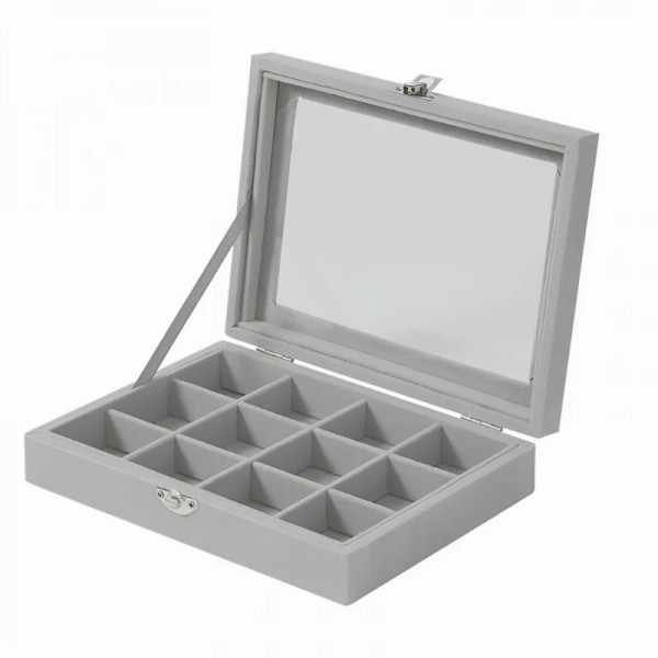 Herzberg HG-05309: Elegant smyckeorganisator i glaslock med 12 fack