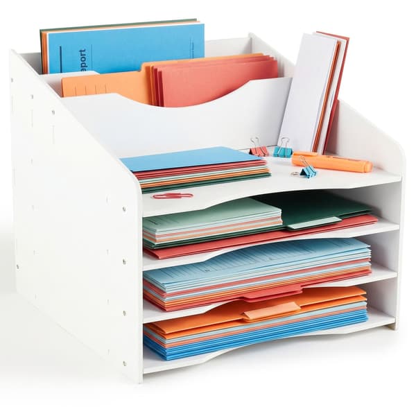 A4 dokumentsorterer med 6 rum – hvid MDF