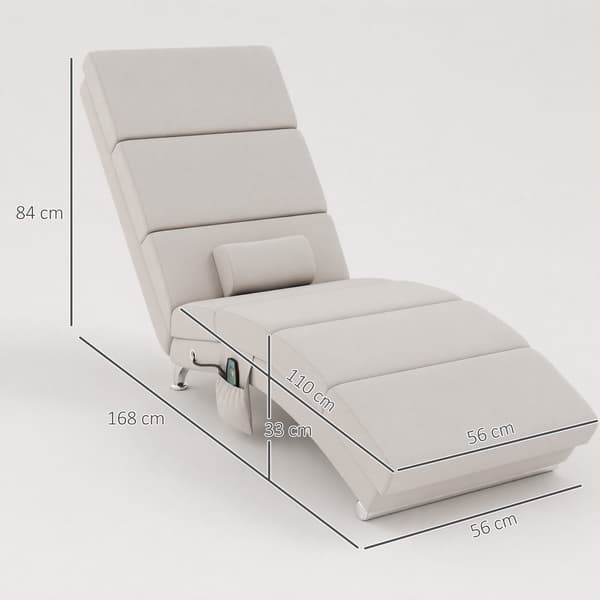 Elektrisk massagefåtölj, krämvit, värme och vibration