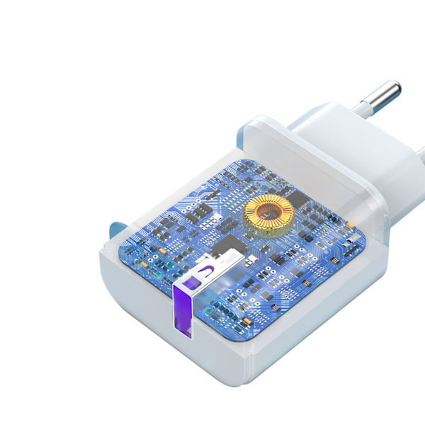 USB-A 18W nätverksladdare med USB-A - microUSB-kabel, vit