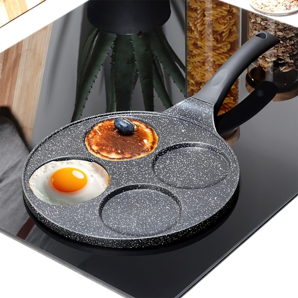 Granitæggepande 4 huller SORT LINJE 26 cm