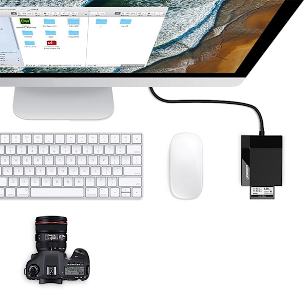 SD / micro SD / CF / MS hukommelseskortlæser, USB 3.0 stik 1m - sort