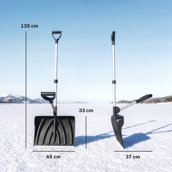Ergonomisk snöskyffel med 45 cm brett plastblad