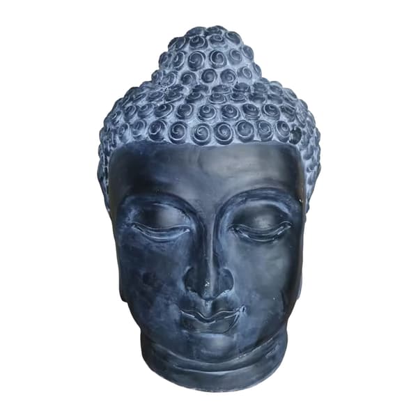 Buddhan pääveistos, polyresiini, laavakivipinta