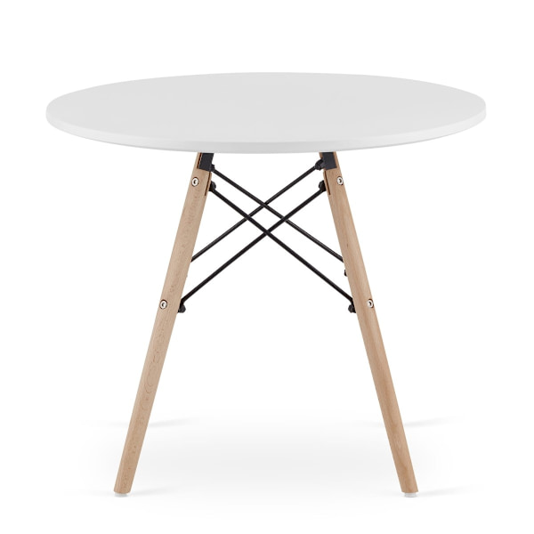 Moderne skandinavisk sofabord, hvid rund plade, 60 cm