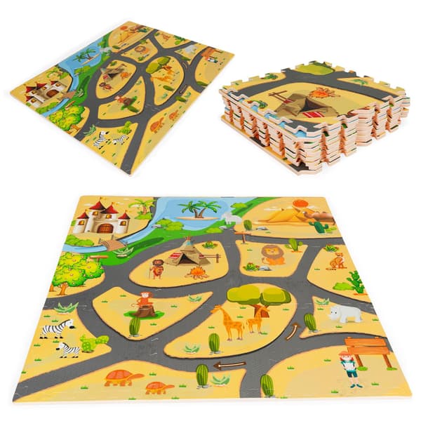 Skummatta för barn safaripussel 9el 93x93cm