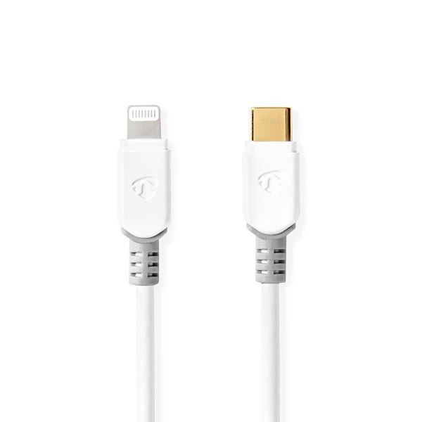 Lightning Kabel | USB 2.0 | Apple Lightning 8-pin | USB-C™ Han | 480 Mbps | Guldplateret | 1.00 m | Runde | PVC | Hvid | Box