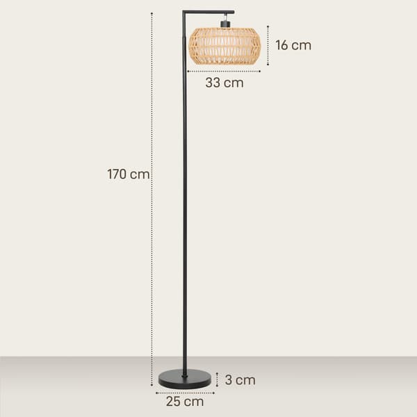 Dæmpbar LED-gulvlampe, dobbelt skærm, 3 farvetemperaturer, sort