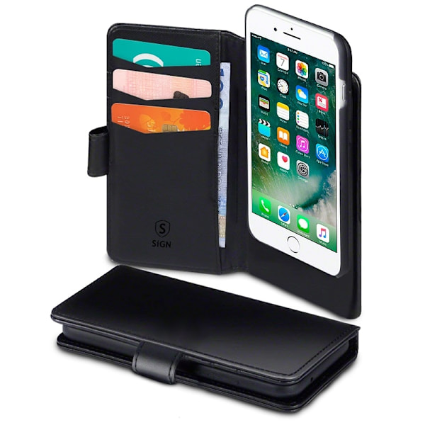 SiGN Wallet Case 2-in-1 iPhone 6/6S/7/8 Plus -puhelimelle - musta