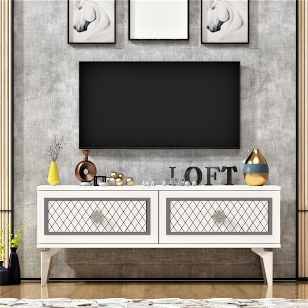TV-bänk Arel - Vit, Silver