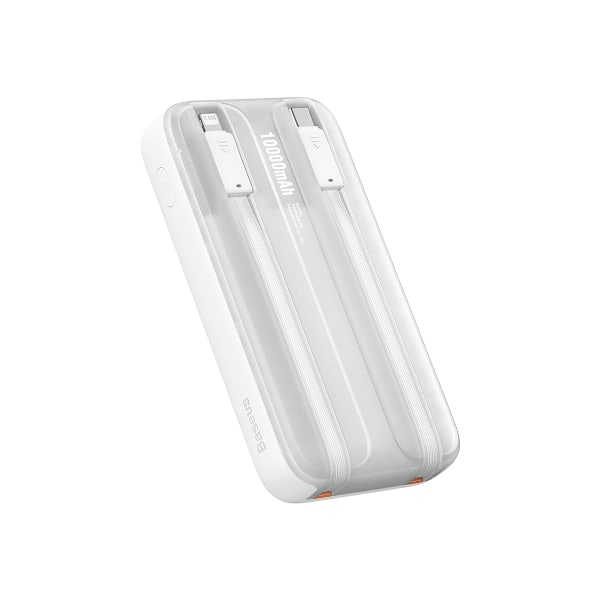 Powerbank med display 10000mAh 22,5W Comet Series + USB-A - USB-C-kabel 0,3m vit