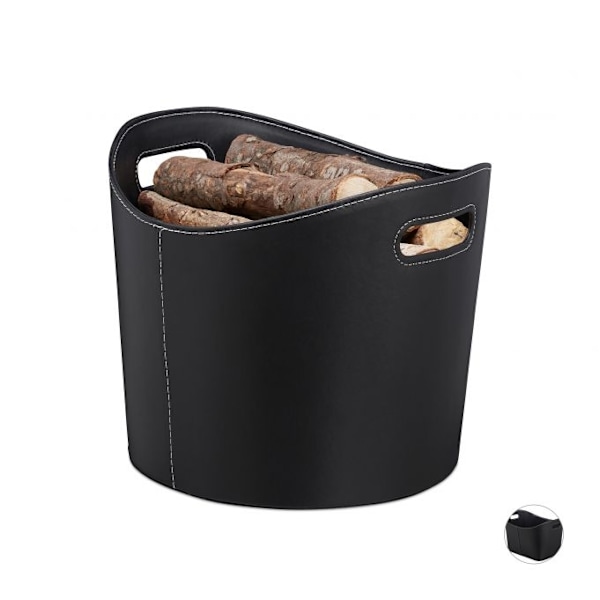 Polttopuukori mustaa keinonahkaa