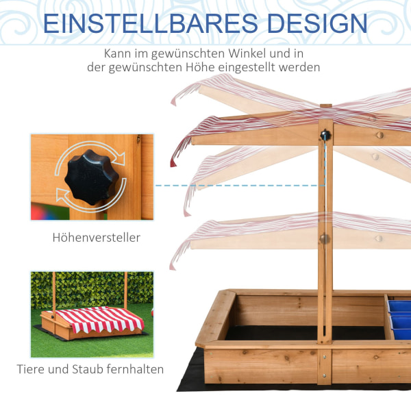 Sandkasse Træ Bundløst Design Mudderområde Til Børn 3-7 År Sandkasse Med Overdækning Tag Til Have Patio Strand