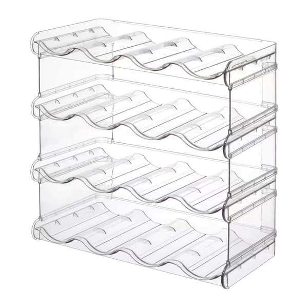 Stapelbart flaskställ – 16 flaskor, 4 nivåer, transparent