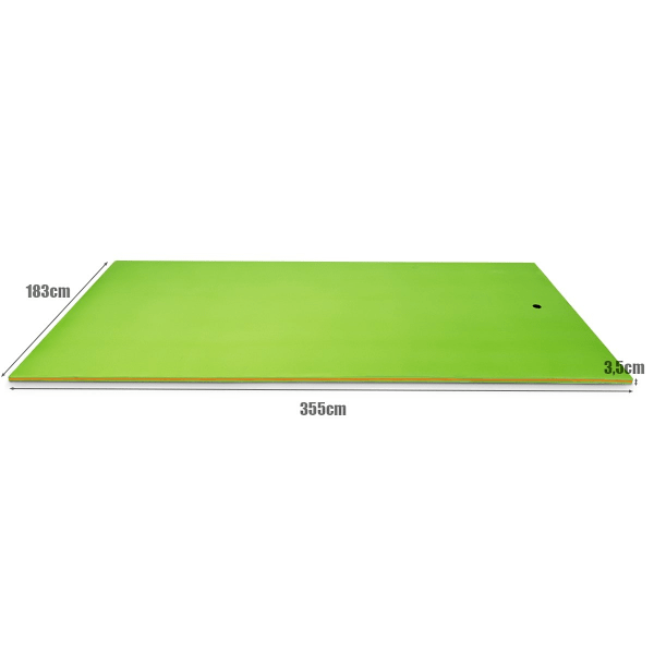Flytande vattenmatta XPE skummatta för vattennöje 355 x 183 x 3,5 cm Grön