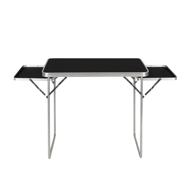 Campingbord 120x60 cm, foldbart med 2 hylder