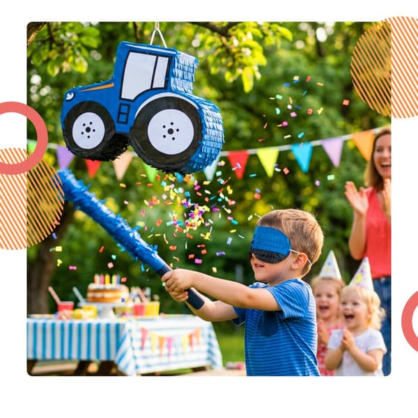 Traktor Piñata Set – Inkluderar fladdermus och ögonbindelmask