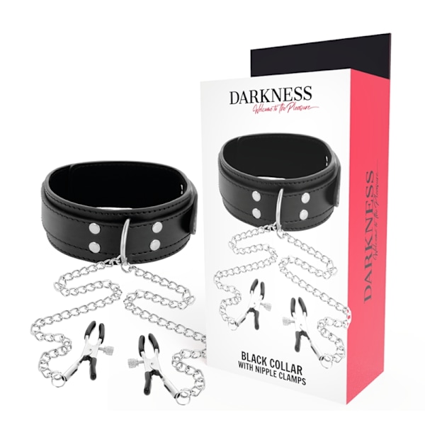 Darkness - krave med nippelklemmer Sort