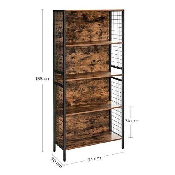 Elegant matsort reol med rustikke brune hylder