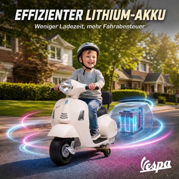 Elektrisk børne Vespa GTS 6V Ride-On med lithiumbatteri