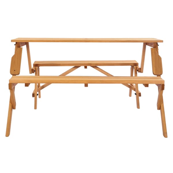 2-i-1 konvertibelt picknickbordsset, granträ, paraplyhål