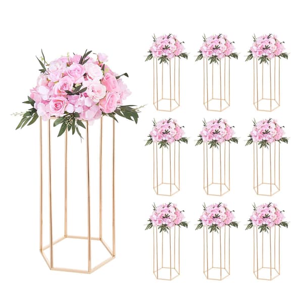 Bröllopsblommor, set med 10-pack, 23,6 tum, hexagon, guld