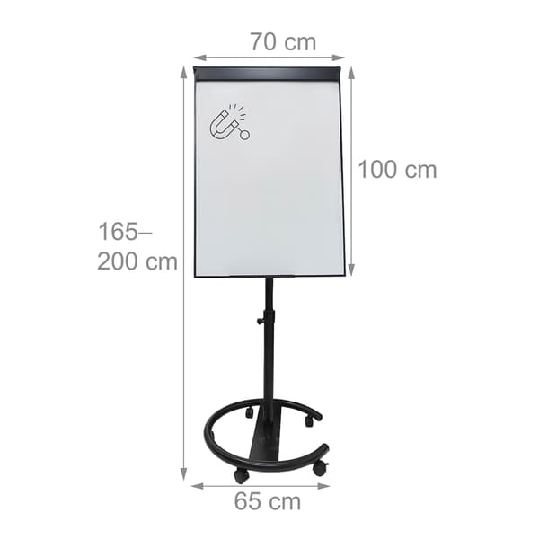 Flipover whiteboard, magnetisk, 100x70 cm, mobilt stativ