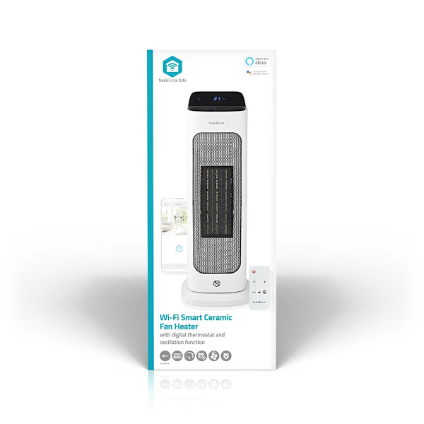 SmartLife Keramisk PTC Fläktvärmare | Wi-Fi | 2000 W | 2 Värmeinställningar | Svängning | Display | 10 - 49 °C | Android™ / IOS | Vit