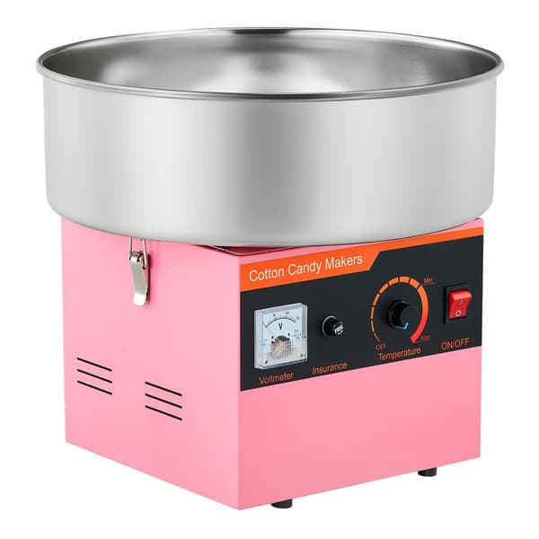 Candyflossmaskine 1000W, 38 cm stålskål, lyserød