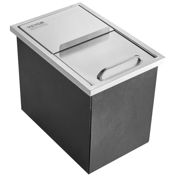Drop-in isbeholder, 28 qt rustfrit stål, skydelåg, afløb