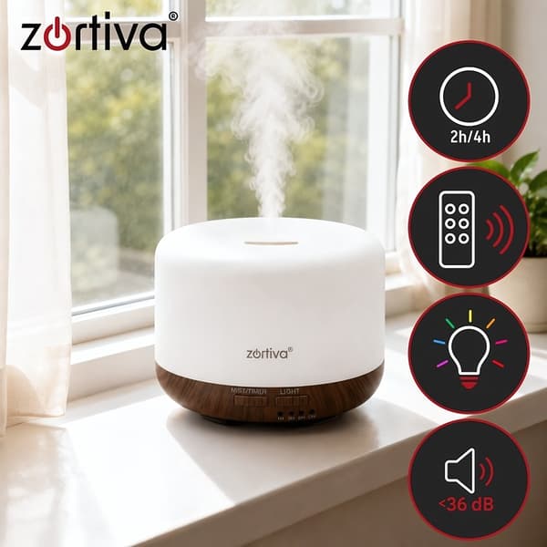 Aromdiffusor Luftfuktare 300 ml med fjärrkontroll, 7 ljusfärger, timer