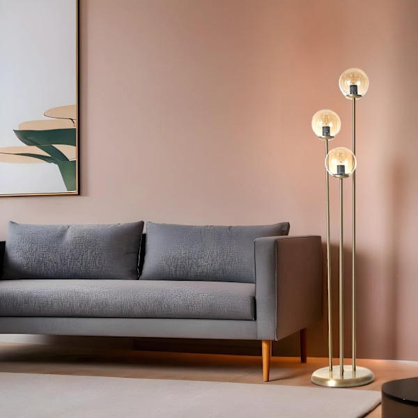 Gulvlampe Judy 3 Lü Eskitme Bal Camlı Lambader