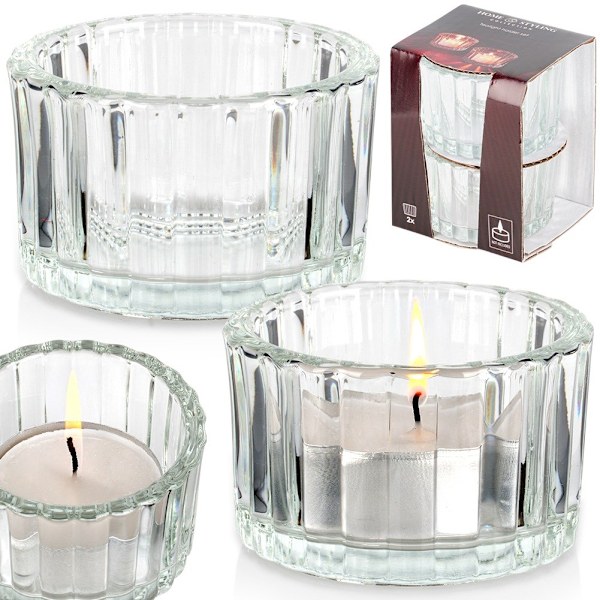 Fyrfadsstage i glas 5,7 cm 2 stk.
