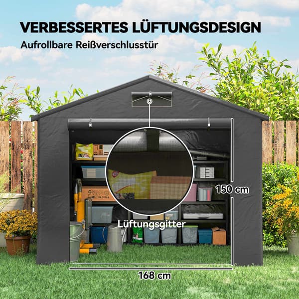 Vattentätt utomhusskydd, 2,5x1,8m, rulldörr