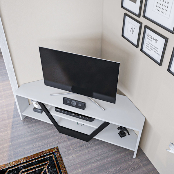 TV Stand Sares - Hvid, Sort
