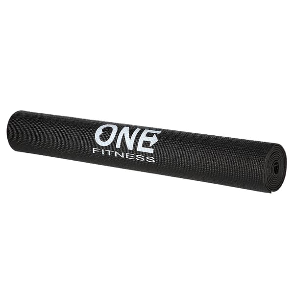 Yogamåtte, sort, skridsikker, 6 mm tykkelse