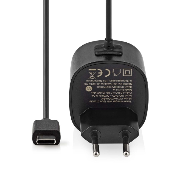 Väggladdare | 15 W | Snabbladdnings funktion | 1x 3.0 A | Antal utgångar: 1 | USB-C™ (Fast) Kabel | 1.50 m | Single Voltage Output