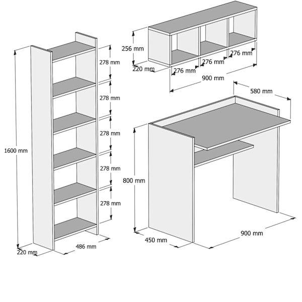 Studiebord & bokhylla Matilda
